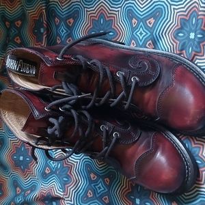 John Fluevog Burgundy Swirl Boots